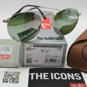 Model Display RayBan Round Metal Silver Mirror RB3447 Reflective